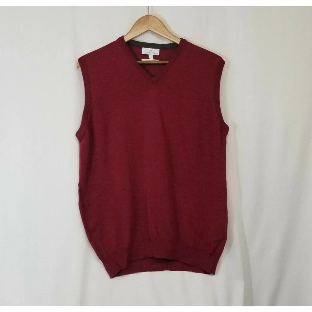 Toscano Firenze Burgundy Merino Wool Sweater Vest Made in Italy Size L